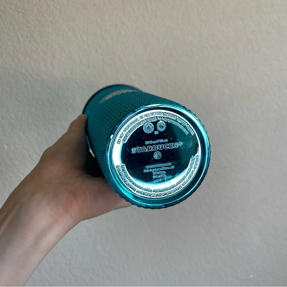 Starbucks Blue Splash Studded Chrome Cold Cup Tumbler Venti 24oz